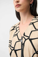 Abstract Print Dress - Beige/black