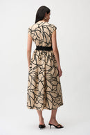 Abstract Print Dress - Beige/black