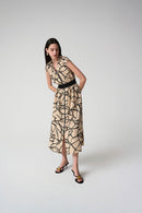 Abstract Print Dress - Beige/black