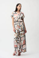 Abstract Print Wide Leg Trouser - Vanilla Multi