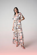 Abstract Print Wide Leg Trouser - Vanilla Multi