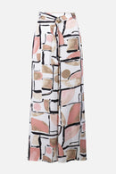 Abstract Print Wide Leg Trouser - Vanilla Multi