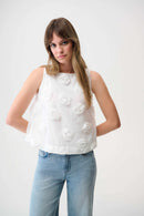 Novelty Sleeveless Top - Off White
