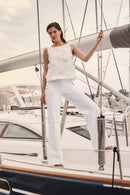 Novelty Sleeveless Top - Off White