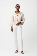 Pleated Satin Boxy Jacket - Moonstone