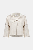 Pleated Satin Boxy Jacket - Moonstone