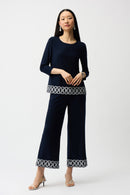 Pull-On Culotte Trouser - Midnight Blue/vanilla