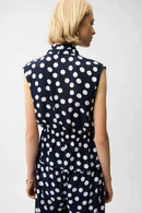 Dot Print Wrap Peplum Top - Midnight Blue/vanilla