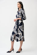 Geometric Print Sash Dress - Vanilla Multi