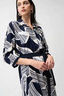 Geometric Print Sash Dress - Vanilla Multi