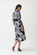 Geometric Print Sash Dress - Vanilla Multi