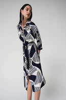Geometric Print Sash Dress - Vanilla Multi