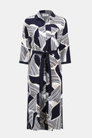 Geometric Print Sash Dress - Vanilla Multi