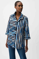 Jacquard Stripe Print Jacket - Blue/vanilla