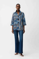 Jacquard Stripe Print Jacket - Blue/vanilla