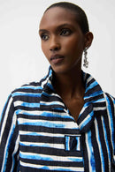 Jacquard Stripe Print Jacket - Blue/vanilla