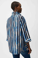 Jacquard Stripe Print Jacket - Blue/vanilla