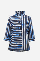 Jacquard Stripe Print Jacket - Blue/vanilla