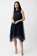 Dot Embroidered Mesh Dress - Midnight Blue