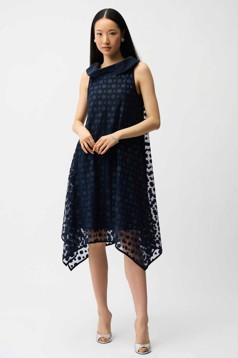 Dot Embroidered Mesh Dress - Midnight Blue