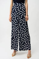 Dot Print Wide Leg Pant - Midnight Blue/vanilla