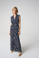 Dot Print Wide Leg Pant - Midnight Blue/vanilla
