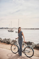 Dot Print Wide Leg Pant - Midnight Blue/vanilla