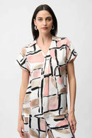 Abstract Print Boxy Top - Vanilla Multi