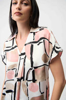 Abstract Print Boxy Top - Vanilla Multi