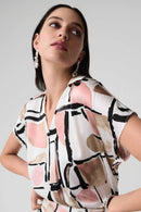 Abstract Print Boxy Top - Vanilla Multi