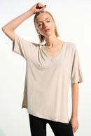 V Neck Boxy Tunic - Moonstone
