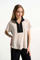 Colour Block Straight Top - Moonstone/black
