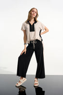Colour Block Straight Top - Moonstone/black