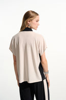 Colour Block Straight Top - Moonstone/black