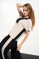 Colour Block Straight Top - Moonstone/black