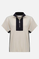 Colour Block Straight Top - Moonstone/black