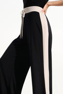 Colour Block Wide Trouser - Black/moonstone