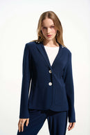 Stripe Band Fitted Blazer - Indigo