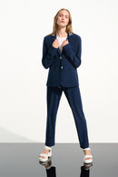 Stripe Band Fitted Blazer - Indigo