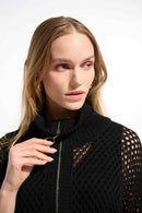 Zipped Neckline Jumper - Black