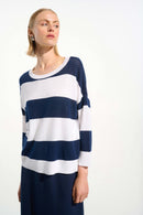 Stripe Round Neck Jumper - Vanilla/indigo