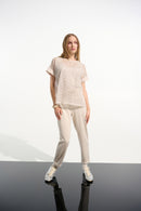 Silky Knit and Mesh Top - Moonstone