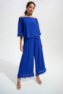 Georgette Wide Leg Culotte - Royal Sapphire