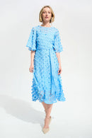 3D Embroidered Dress - Sky Blue