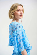 3D Embroidered Dress - Sky Blue