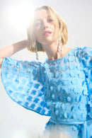 3D Embroidered Dress - Sky Blue