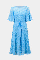 3D Embroidered Dress - Sky Blue