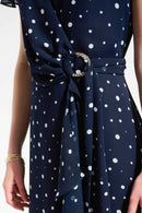 Signature Print Wrap Dress - Midnight Blue/vanilla