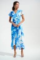Signature Print Wrap Dress - Vanilla/blue