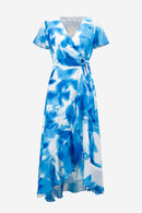 Signature Print Wrap Dress - Vanilla/blue